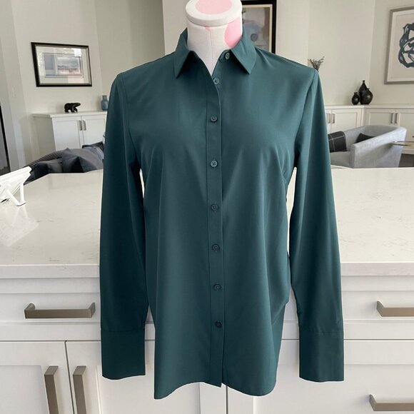 RW&CO. Button Down Long Sleeve Polyester Jersey Shirt Green Sz XS NWT - Picture 8 of 13